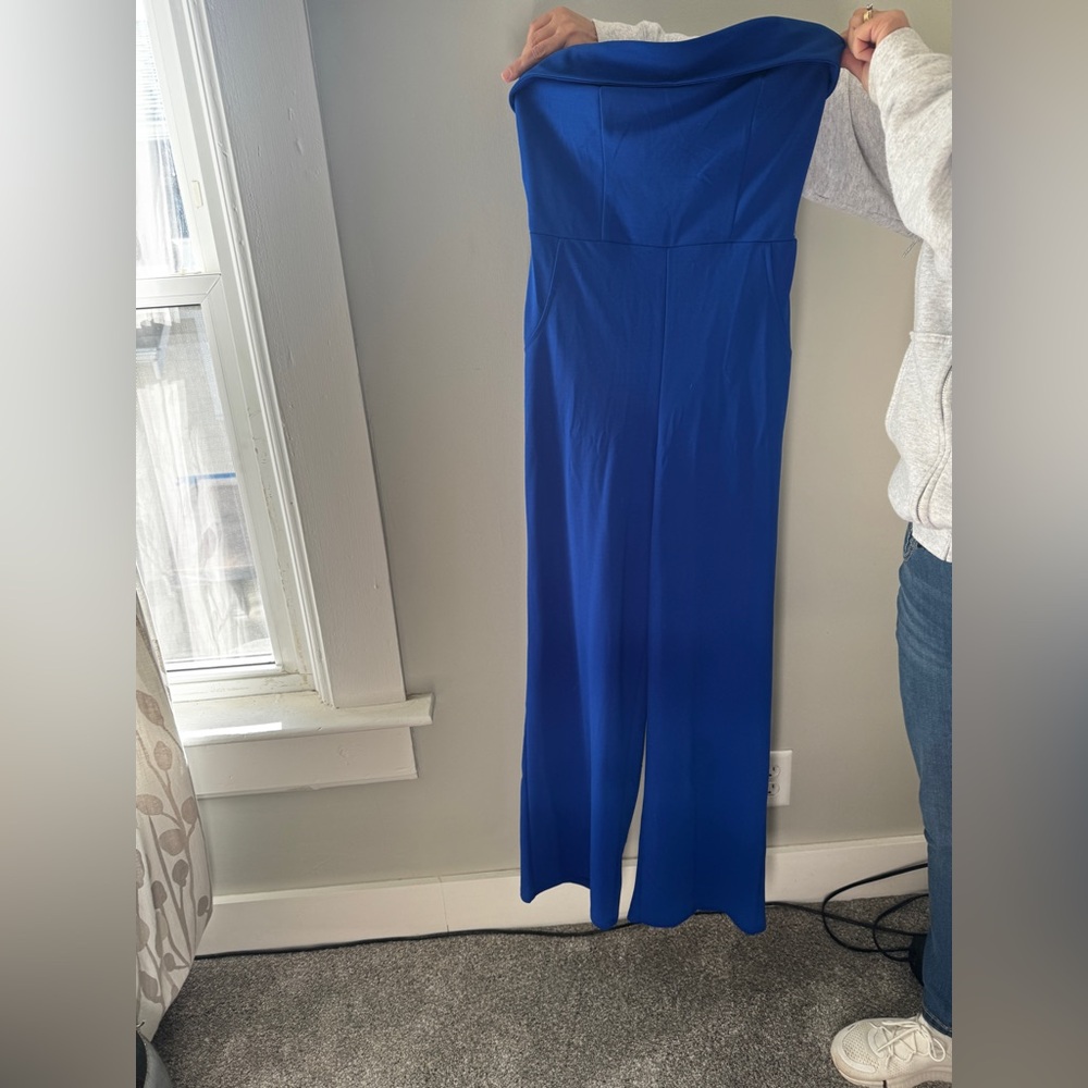 Chic Strapless Blue Jumpsuit